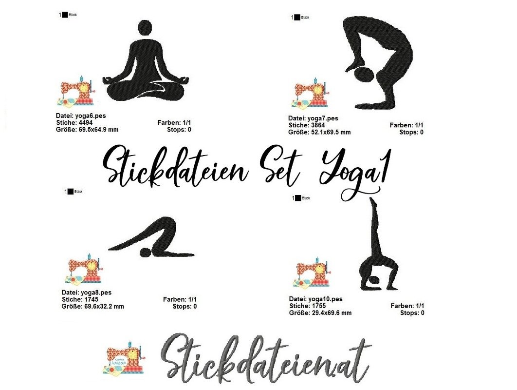 Stickdateien YOGA Set, Stickdatei Relax, Namaste Stickdatei, Maschinenstick