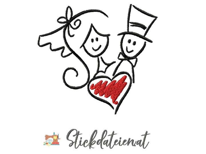Brautpaar Stickdatei, Hochzeit Stickdatei, Stickdatei Liebe, heiraten