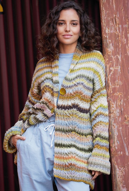 Cardigan mit strukturiertem Patentmuster im Farbverlauf - Bild 7