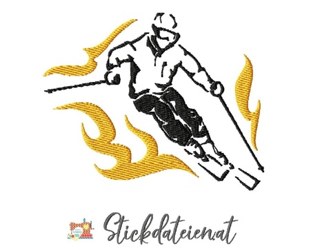 Schifahrer Stickdatei, Stickdatei Wintersport, Stickdatei in 3 Größen