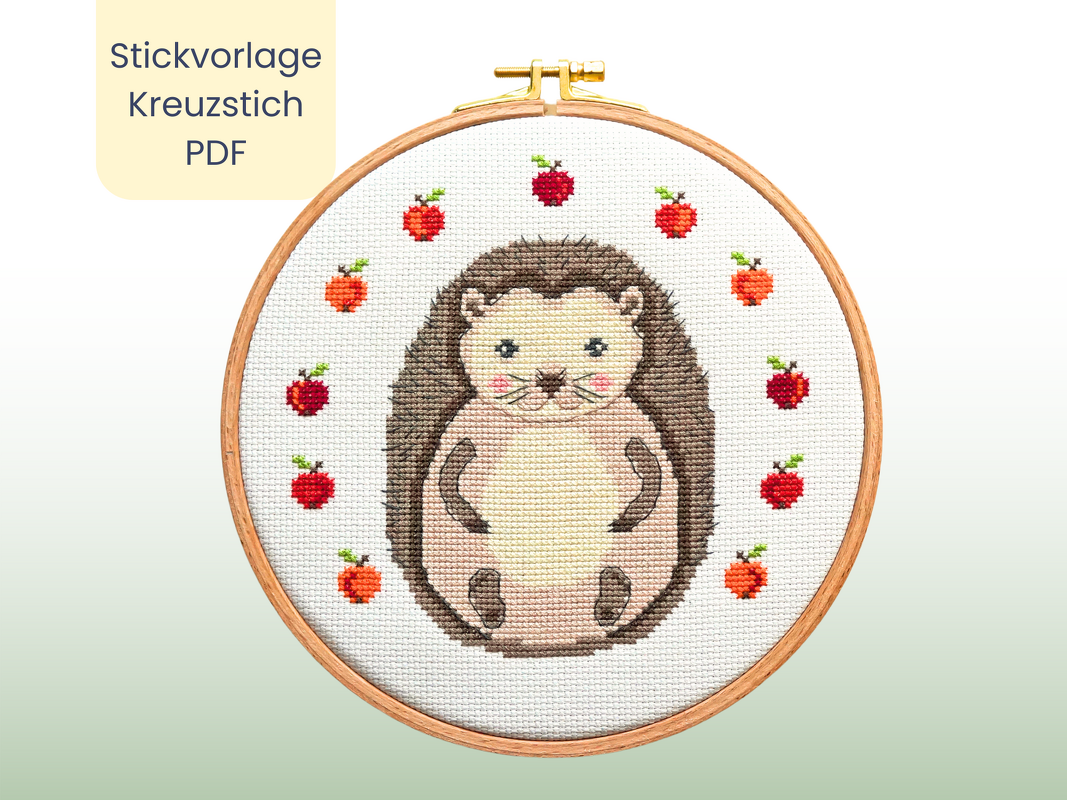 Stickvorlage PDF " Igel " Download Vorlage, DIY, Digitale Datei, Stickbild