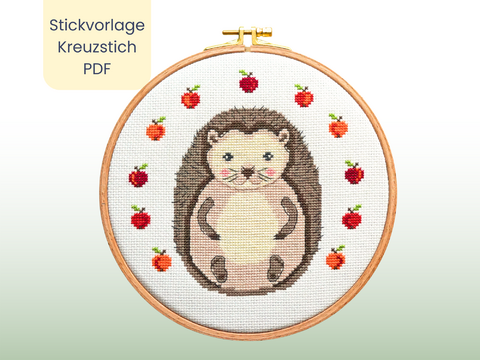 Stickvorlage PDF " Igel " Download Vorlage, DIY, Digitale Datei, Stickbild