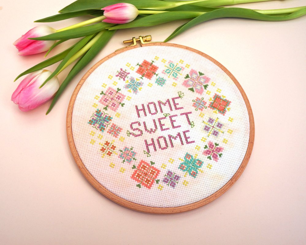 Stickvorlage PDF "Pastelliger Blumenkranz" Download Vorlage Kreuzstich - Bild 7