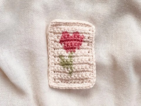 Häkelanleitung Aufnäher Herz Blume | Anhänger Applikation Patch Blume