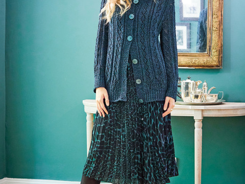 Jacke mit Musterstreifen in Petrol