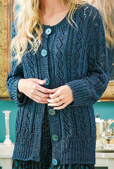 Jacke mit Musterstreifen in Petrol