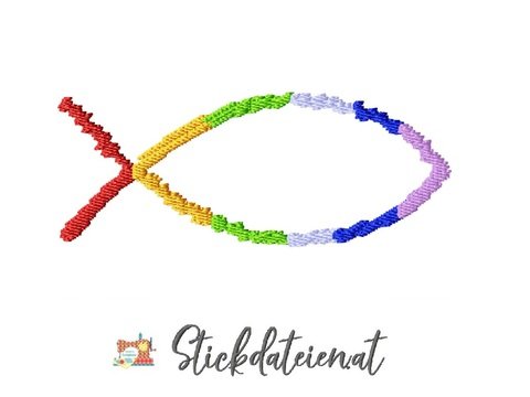 Bunter Fisch Stickdatei, religiöse Stickvorlage 10x10, Maschinensticken