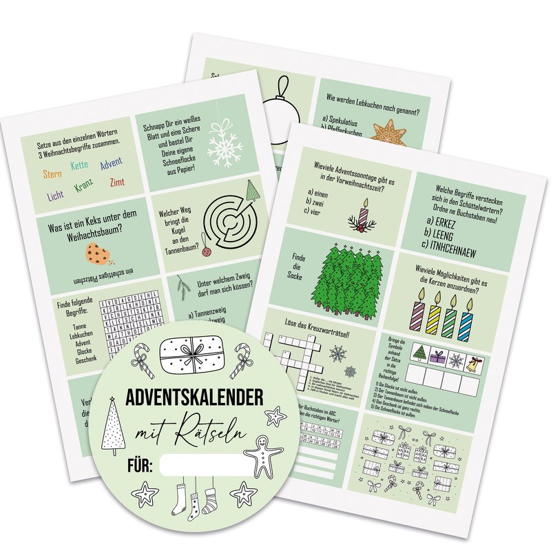 Adventskalender für Kinder RÄTSEL Adventskalender zum Ausdrucken