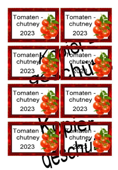 Etiketten für Eingemachtes - Einmach Etiketten - Tomatenchuthney