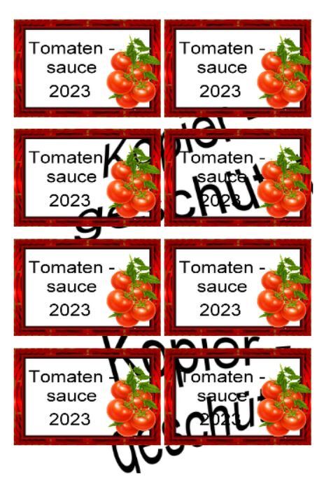 Etiketten für Eingemachtes - Einmach Etiketten - Tomatensauce