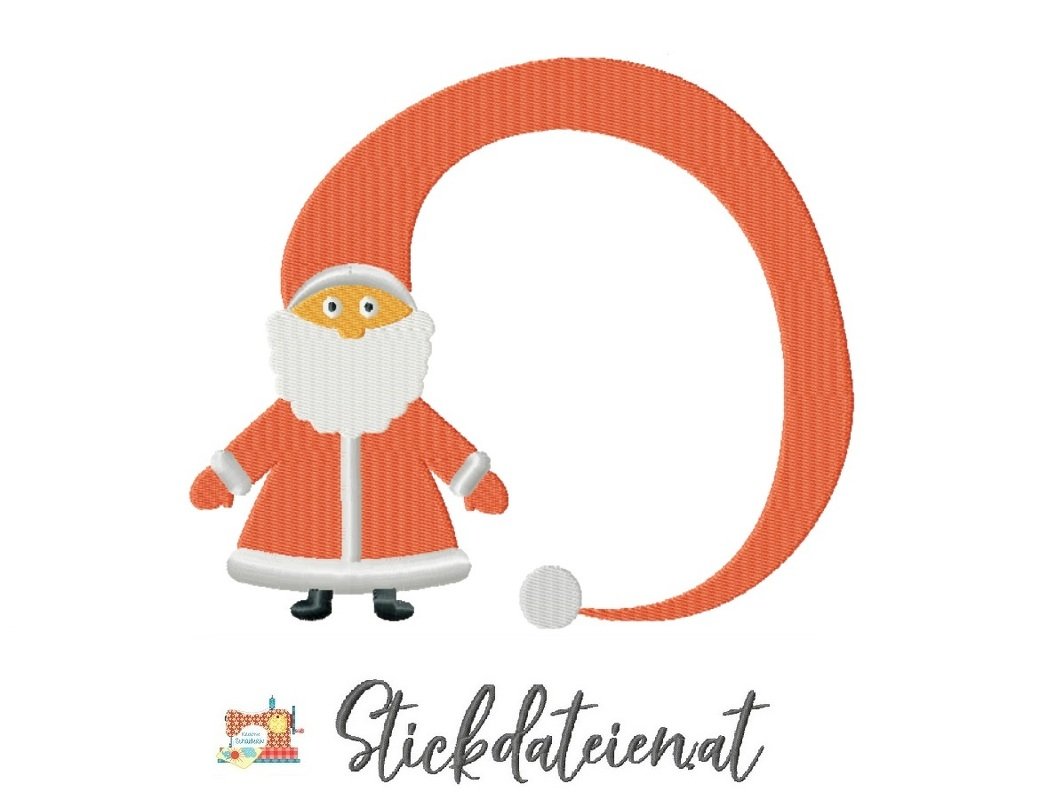 Weihnachtsmann Stickdatei, Weihnachtliche digitale Stickvorlage in 3 Größen