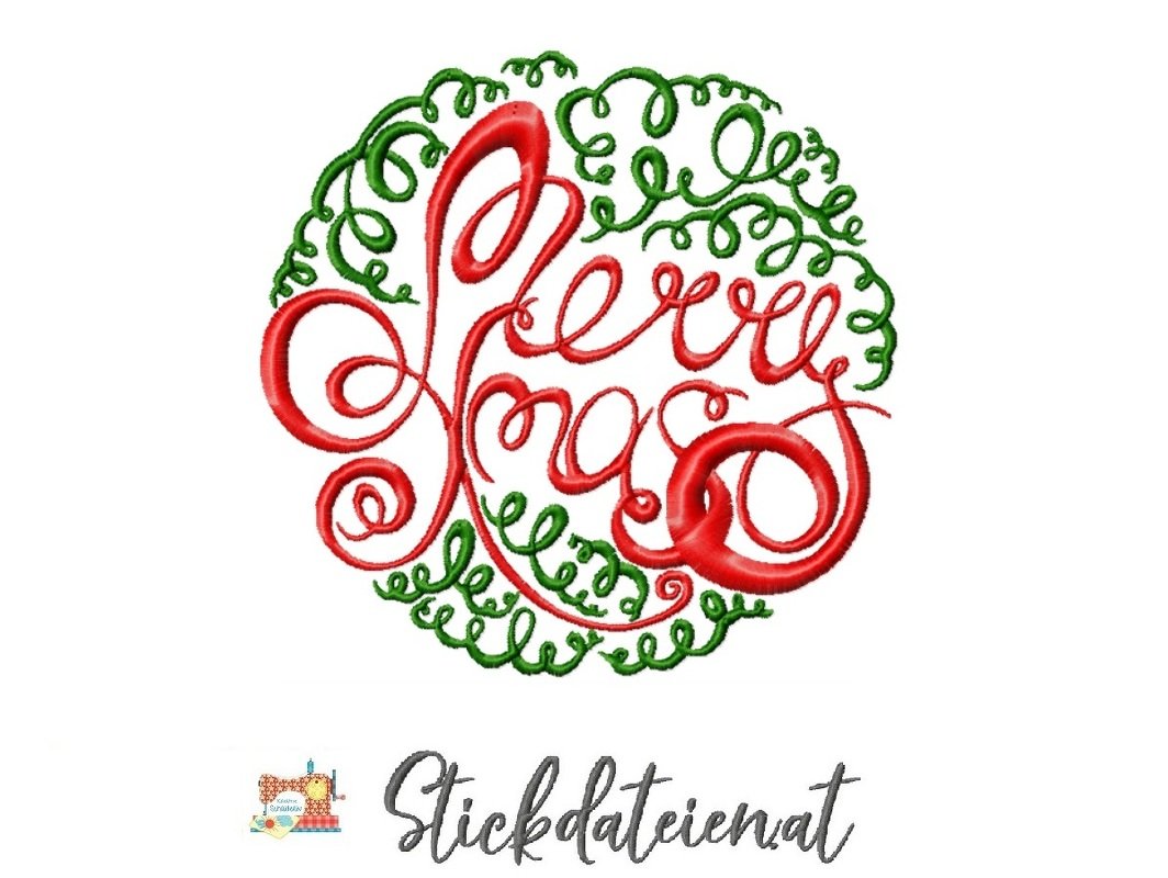 Stickdatei Weihnachtskugel, Stickvorlage Weihnachten, Stickdatei in 2 Größe