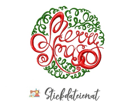 Stickdatei Weihnachtskugel, Stickvorlage Weihnachten, Stickdatei in 2 Größe