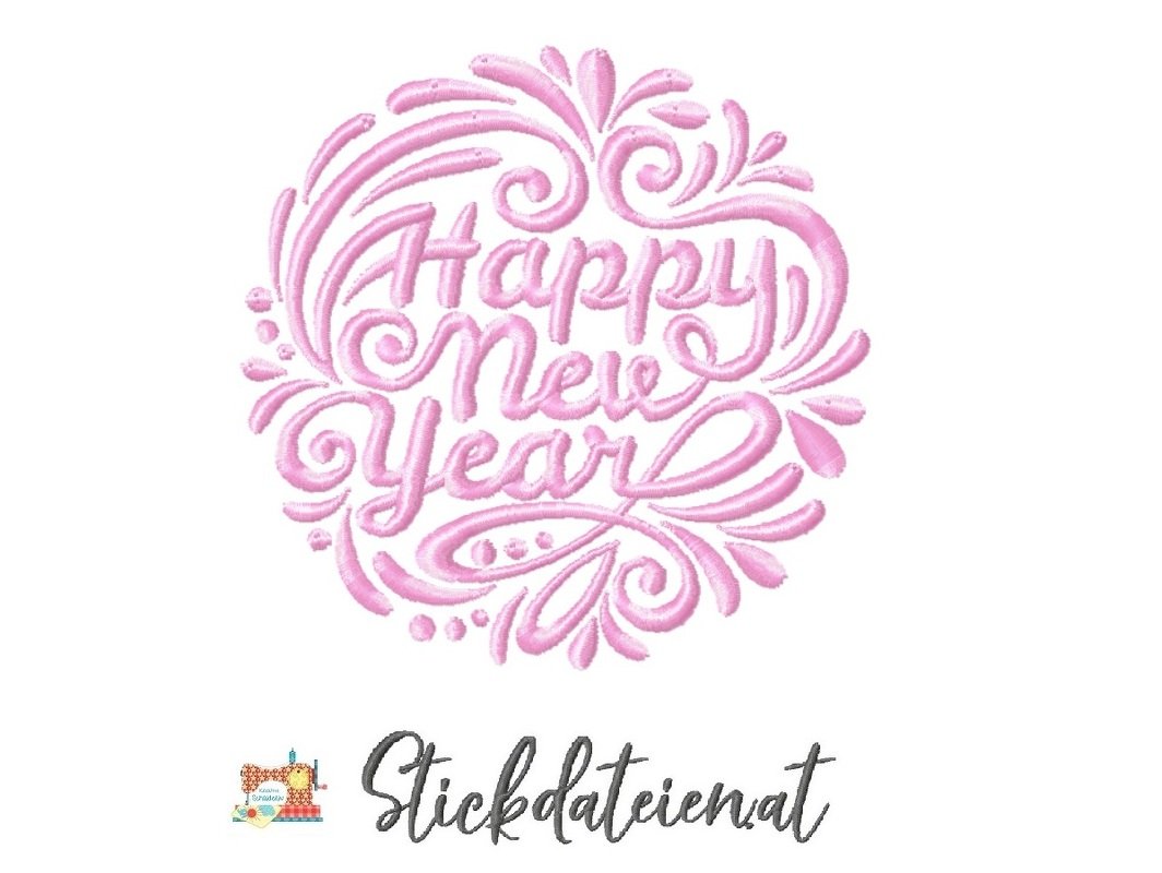 Stickdatei Neujahr, Stickvorlage Silvester, Stickdatei 10x10