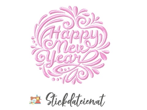 Stickdatei Neujahr, Stickvorlage Silvester, Stickdatei 10x10