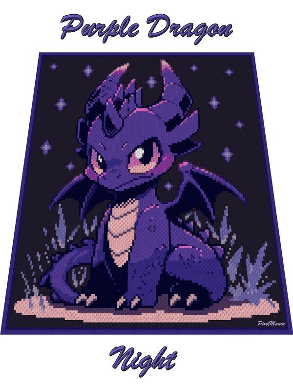 PURPLE DRAGON NIGHT - pattern for c2c crochet blanket
