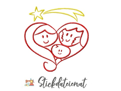 Stickdatei Heilige Familie, Weihnachten Stickdatei 10x10, Maschinensticken