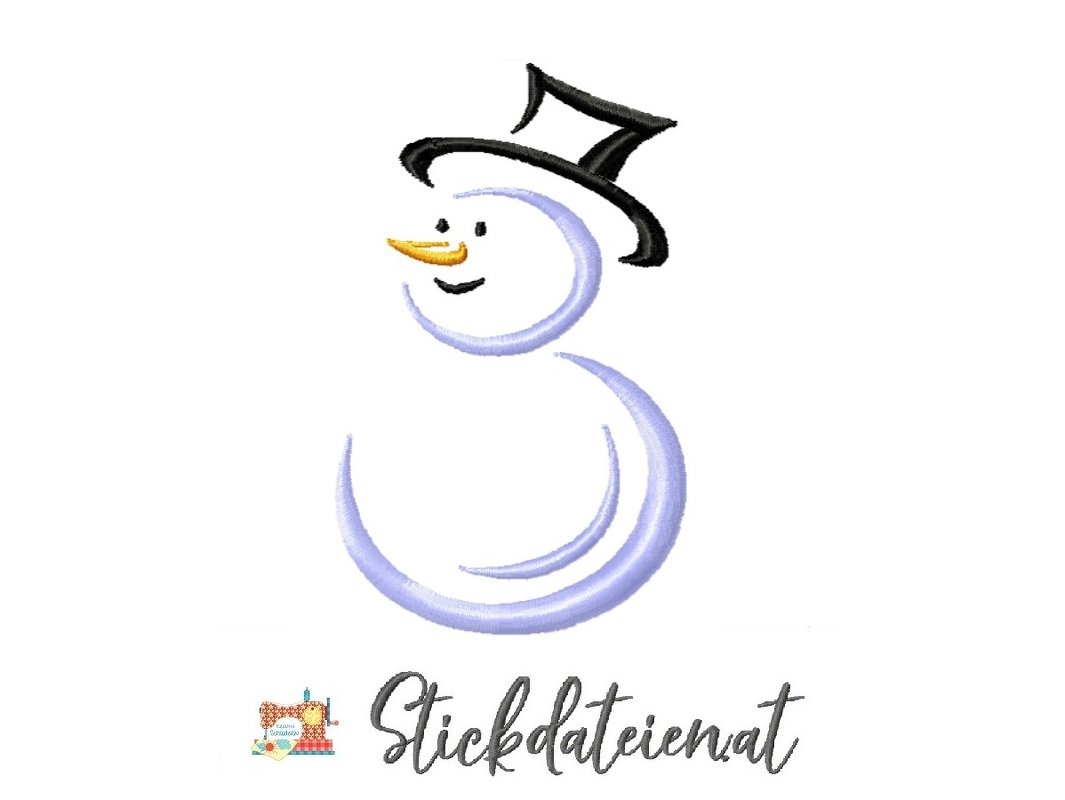 Stickdatei Schneemann, Weihnachten Stickdatei 10x10, Maschinensticken