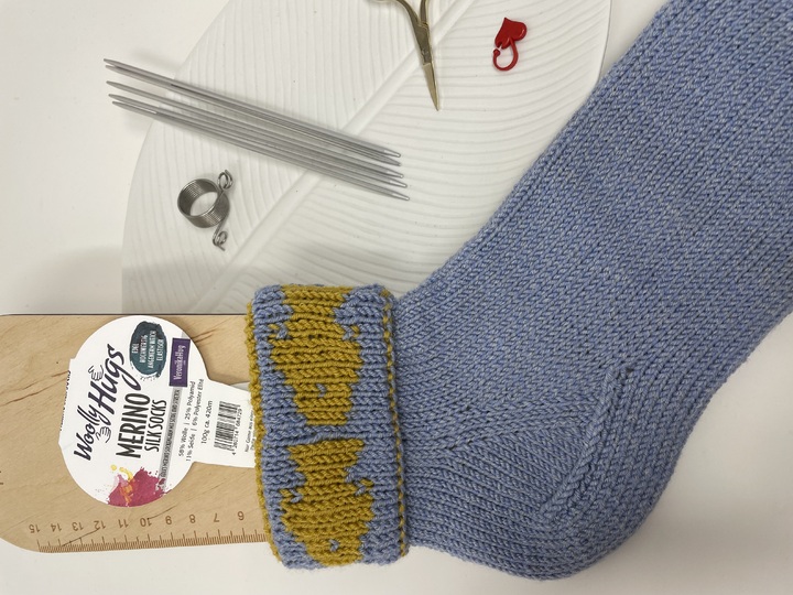 Fisch-Socken mit Double-Face-Umschlag und einfacher Ferse