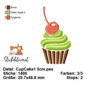 CUP CAKE STICKDATEI, Leckere Stickdatei, Süße Kuchenstickdatei in 3 Größen - Bild 4
