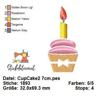 CUP CAKE STICKDATEI, Leckere Stickdatei, Süße Kuchenstickdatei in 3 Größen - Bild 2