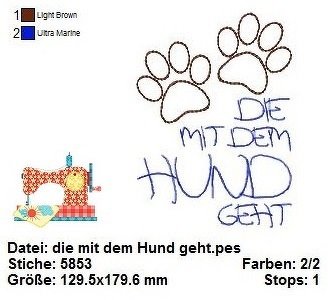 Doodle Stickdatei Hundepfote, Stickdatei Spruch für Hundefreunde - Bild 2
