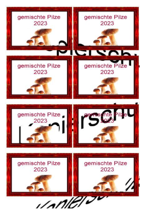 Etiketten für Eingemachtes - Einmach Etiketten - Pilze