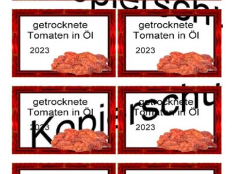 Etiketten für Eingemachtes - Einmach Etiketten - getr. Tomaten