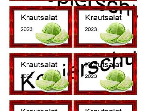 Etiketten für Eingemachtes - Einmach Etiketten - Krautsalat