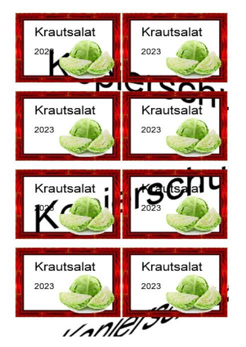 Etiketten für Eingemachtes - Einmach Etiketten - Krautsalat
