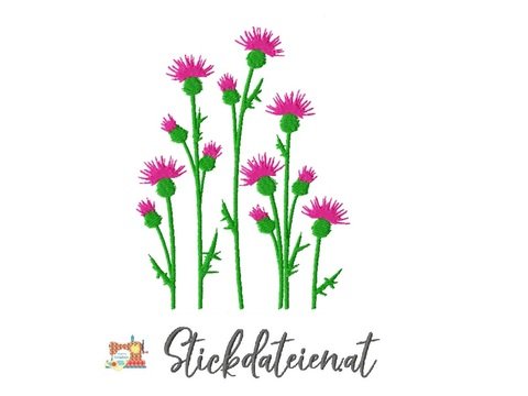 Stickdatei Disteln, Wildblumen Stickvorlage 20x20, Maschinensticken