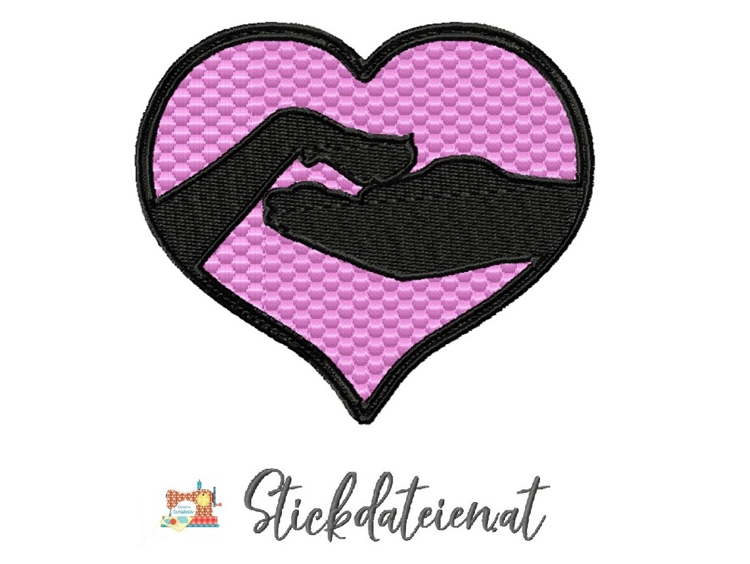 Stickdatei Hundepfote mit Menschenhand, Stickdatei Dream Team