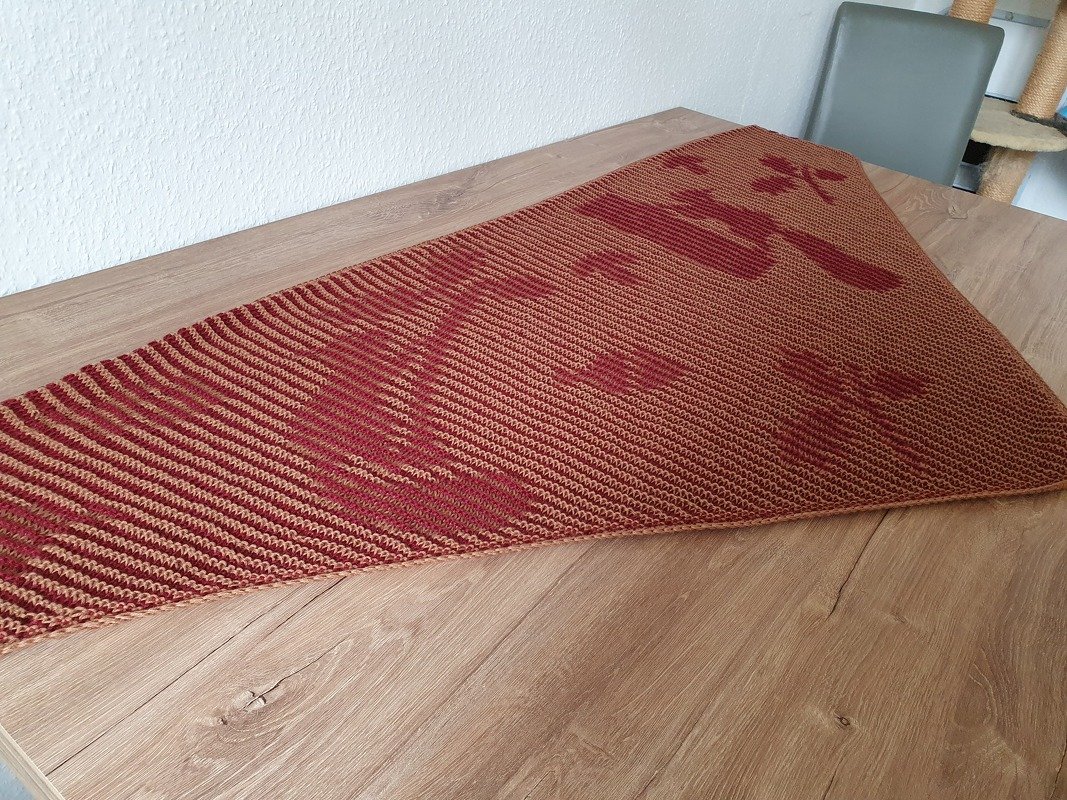 Eichhörnchen, Schattenstricken, Illusionsstricken, Motivtuch