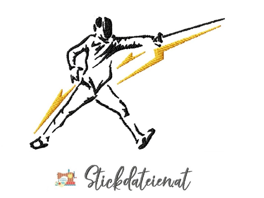 Stickdatei Fechten, Stickdatei 10x10 Sportart, Fechter Stickvorlage
