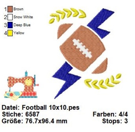American Football Stickdatei, Stickdatei NFL, Touchdown Stickdatei