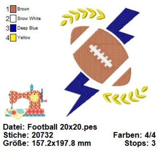 American Football Stickdatei, Stickdatei NFL, Touchdown Stickdatei