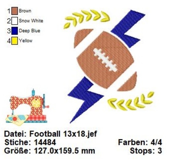 American Football Stickdatei, Stickdatei NFL, Touchdown Stickdatei