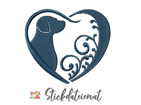 Stickdatei Hundeliebe, Herz Stickdatei 10x10, Maschinensticken