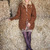 Oversize-Jacke mit Zopf-Ajourmuster in Braun