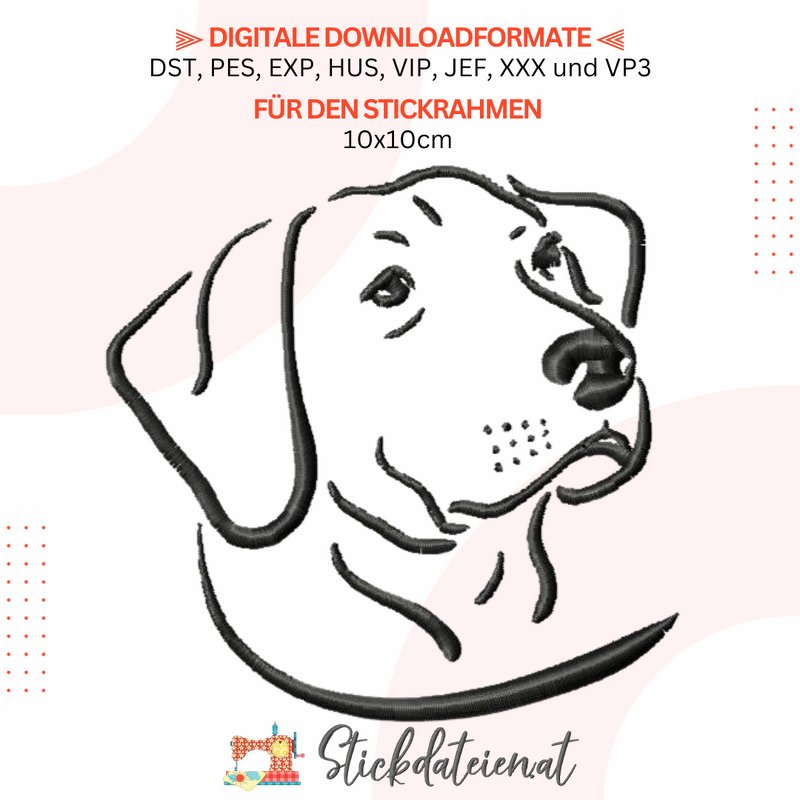 Labrador STICKDATEI, Hundestickdatei, Tierstickerei, Hundeliebe Stickdatei