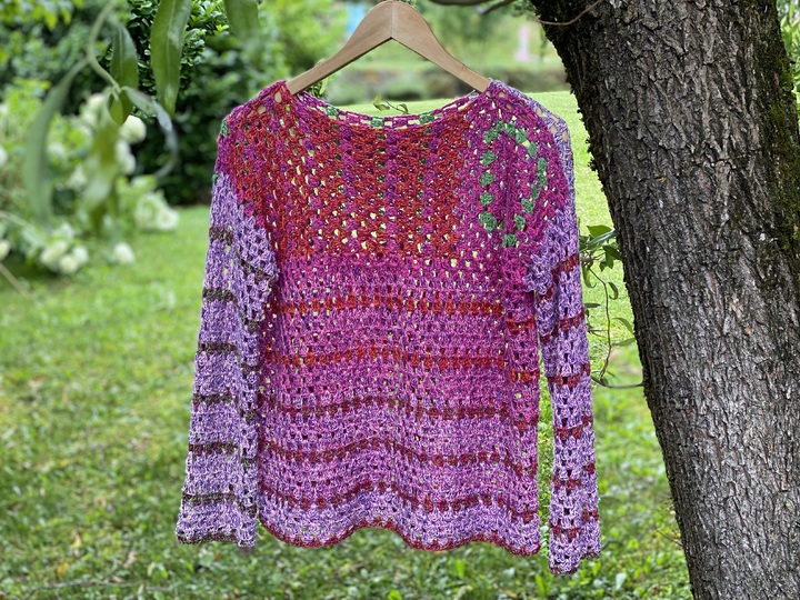 Farbenfroher PINKIE Sweater | nahtlos gehäkelt | 6 Größen + anpassbar