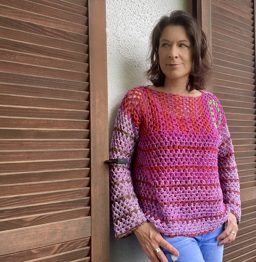 Farbenfroher PINKIE Sweater | nahtlos gehäkelt | 6 Größen + anpassbar
