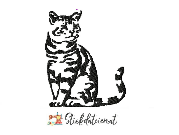 KATZENSTICKDATEI, 10x10 Katzenstickdatei, Minimale Stickerei, Tierstickdate