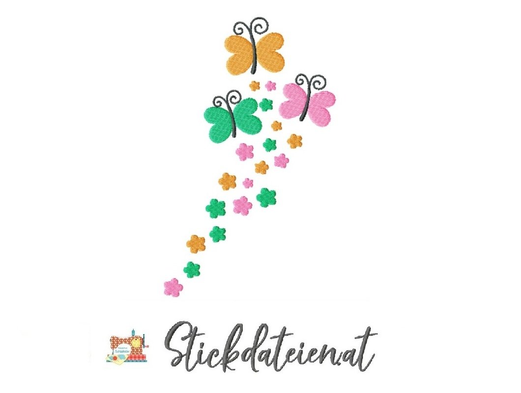 Stickdatei Schmetterlinge, Bunte Schmetterlinge Stickvorlage