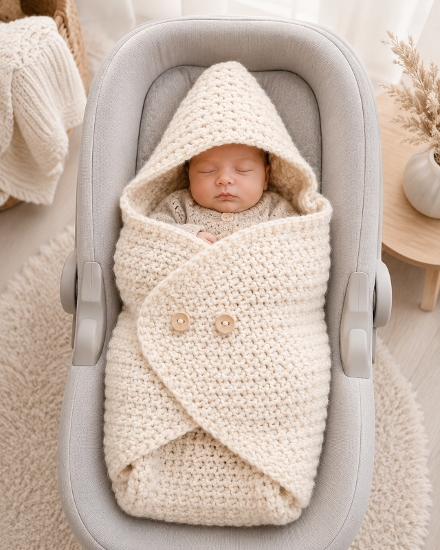 Warme Häkeldecke für die Babyschale – Perfekte Kuscheldecke für den Winter!