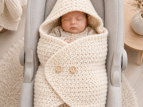 Warme Häkeldecke für die Babyschale – Perfekte Kuscheldecke für den Winter!