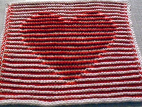Herz als Spüli in Schattenstricktechnik mit besonderem Rand