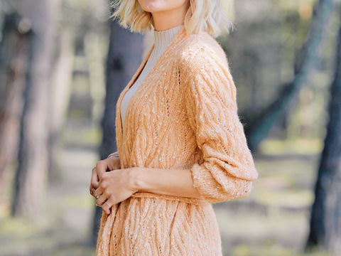 Jacke mit Rippen-Ajourmuster in Melone