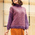 Pulli mit Jacquardmuster in Violett und Goldbraun