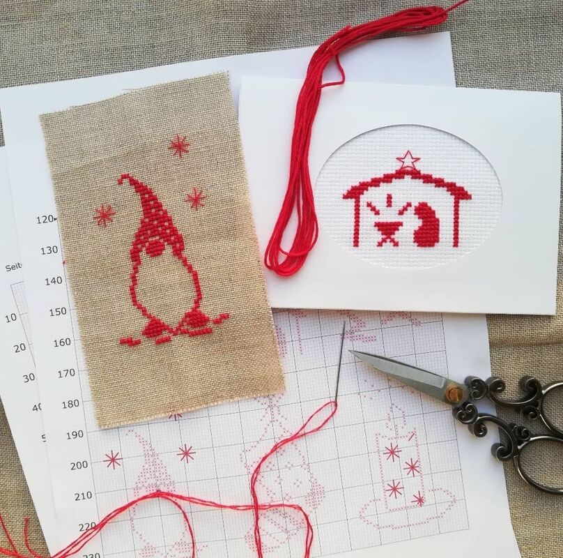 Kreuzstichvorlage Weihnachtssampler Minis,weihnachtliche,kleine Stickmotive - Bild 3